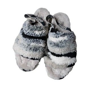 Ugg Women's size 8 Gray Fluff You Faux Fur Slippers - Preowned No Box